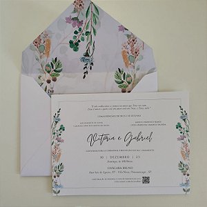 Convite Casamento Branco Fosco Forrado Candy Colors