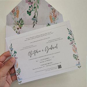 Convite Casamento Branco Fosco Forrado Candy Colors