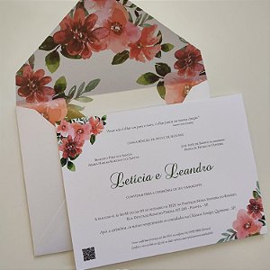 Convite Casamento Forrado Branco Perolado