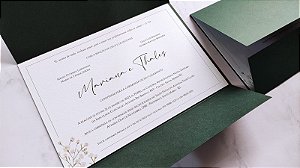 Convite Casamento Verde Escuro com meia pérola