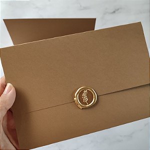 Convite Casamento Envolto Terroso / terracota com lacre de cera