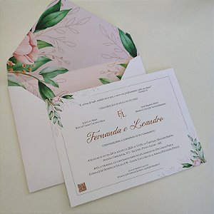 Convite Casamento Forrado Rosê