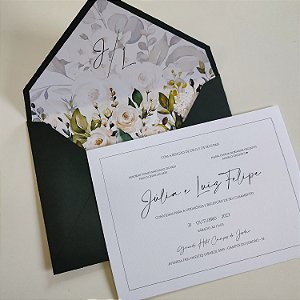 Convite Casamento c/ Envelope Forrado com Inicias