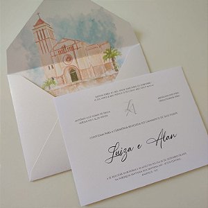 Convite Casamento envelope Forrado Aquarela