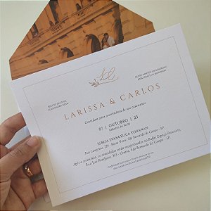 Convite Casamento C/ Envelope Forrado Foto Casal