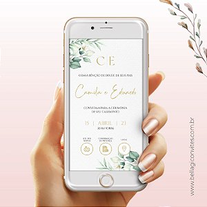 Convite De Casamento Digital  / Virtual  Interativo Imagem Folhagem