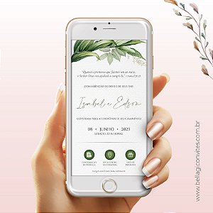 Convite De Casamento Digital  / Virtual  Interativo Imagem Folhagem
