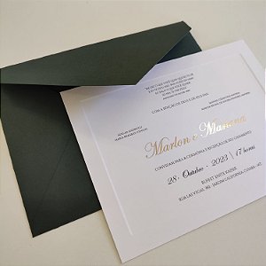 Convite Casamento Envelope c/ Metalizado Borda Relevo