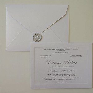 Convite Casamento Envelope Perolado Borda Relevo com Lacre