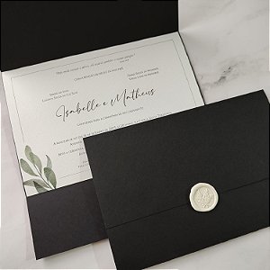 Casamento Casamento Envolto Preto com lacre de cera Branco