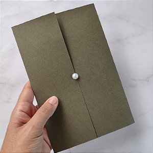 Convite Casamento Verde Oliva Vertical Minimalista