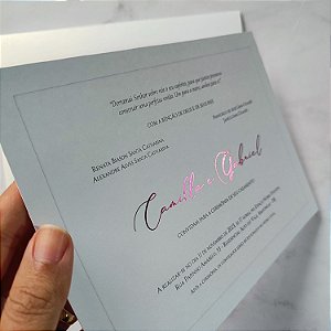 Convite Casamento Envelope c/ Metalizado Pink e Lacre de Cera