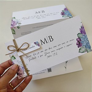 Convite Casamento Sanfona - Rústico com Sisal Lilás Serenity