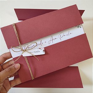 Convite Casamento Rustico Marsala Com Sisal E Tag de convidados