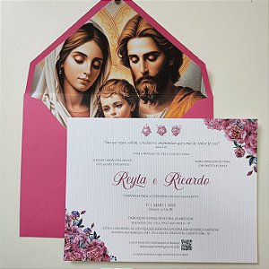 Convite Casamento Envelope Forrado Sagrada Família Fechamento em imã
