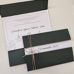 Convite Formatura Verde Escuro Com Sisal