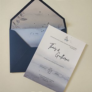 Convite de Casamento Forrado com Metalizado Azul Escuro
