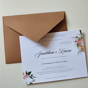 Convite Casamento Forrado Marrom Terroso / Terracota