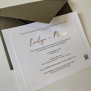 Convite Casamento Envelope Verde Oliva c/ Metalizado Borda Almofadada