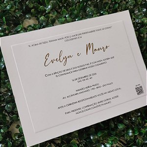 Convite Casamento sem Envelope com Metalizado e Alto Relevo