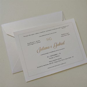 Convite Casamento Envelope e Metalizado Dourado
