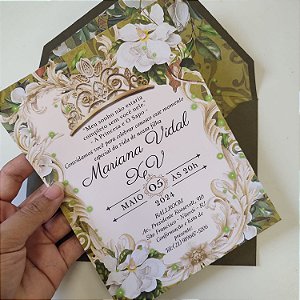 Convite de 15 Anos Debutante Forrado Princesa e o Sapo