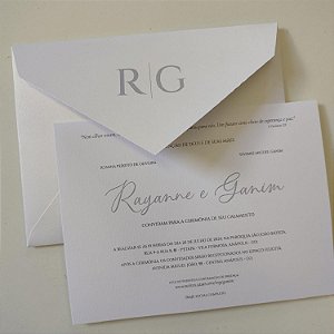 Convite de Casamento c/ Iniciais no envelope Prata