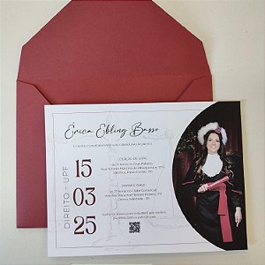Convite de Formatura c/ Envelope Forrado Foto Lacre de Cera