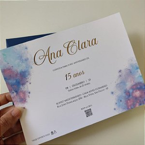 Convite 15 Anos Debutante Azul Escuro com Metalizado
