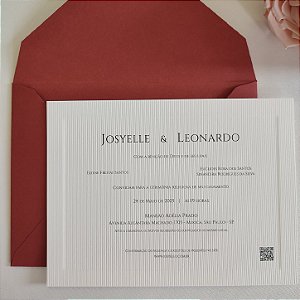 Convite Casamento c/ Envelope Marsala Borda Relevo
