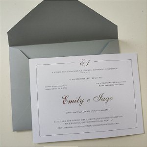 Convite Casamento Cinza com Metalizado Prata