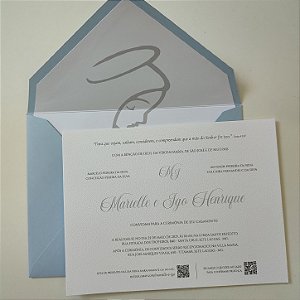 Convite Casamento Forrado Azul Serenity Nossa Senhora das Graças