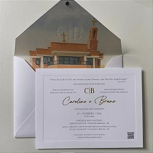 Convite Casamento Forrados Aquarela Relevo Seco Metalizado Borda Relevo fechamento em Imã