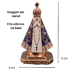 Kit Imagem De Nossa Senhora Aparecida em Metal para carro 03 unidades