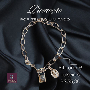 Kit 03 unidades Pulseira Cadeia da Consagração de Nossa Senhora das Graças