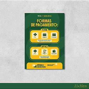Placa em PS Formas de Pagamento Completo 21x30cm