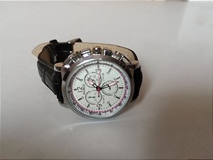 Relógio Zhongyi z-612 feminino pu banda quartzo analógico - preto + branco