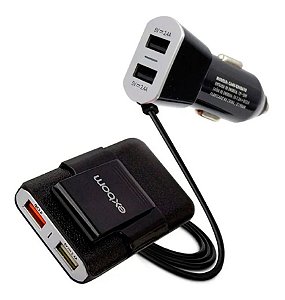 Carregador Veicular com Extensor e 4 Conexões USB Exbom Ca4U-Ex48A10