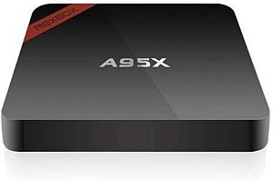 Receptor de tv box, android, amlogic s905 64bit, quad-core, cpu, suporte 4k, media player a95x RAM: 1 GB ROM: 8GB