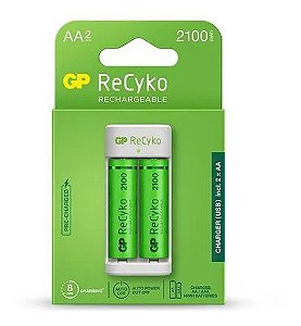 Carregador ReCyko USB c/02 Pilhas AA - Recarregável - GP