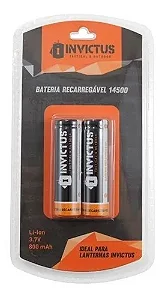 Bateria recarregável 14500 800mAh (2 Unidades) - Invictus
