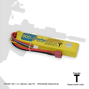Bateria Lipo FFb-005T 11.1V 900mAh 15C