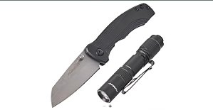 Combo de faca e lanterna Pursuit™ com estojo - Preto