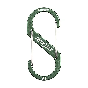 Mosquetão em Alumínio S-Biner 3 Verde oliva - Nite Ize