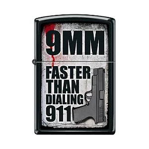 Isqueiro 9mm Faster Than Dialing 911 - Zippo