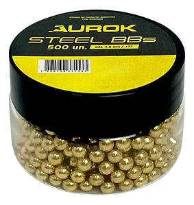 Esfera de Aço Stell Dourada BBs 4,5mm - 500un - Aurok