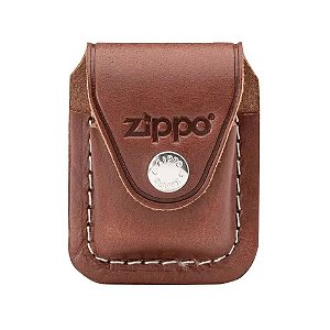 PORTA ISQUEIRO ZIPPO - EM COURO MARROM