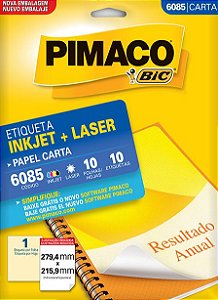 Etiqueta Pimaco BIC 6085 279,4X215,9Mm 10 Etq.