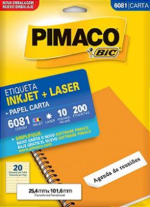 Etiqueta Pimaco BIC 6081 25,4X101,6 Mm 200 Etq.