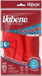 Luva Látex Vabene - Multiuso Premium - G - Vermelha
